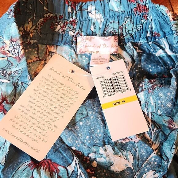 BOG Bohemian Peasant Celene Floral Layered Midi Skirt with Sit, Medium, Teal - Picture 7 of 10